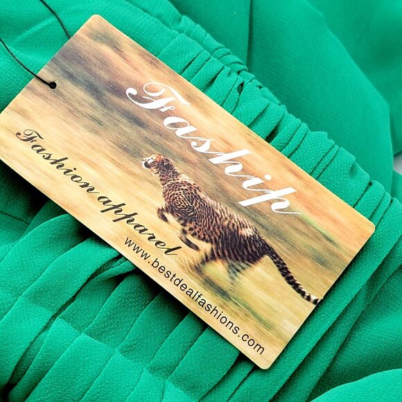 Green Sleeveless V-Neck Ruched Empire Waist Floor-Length Chiffon Dress - Picture 13 of 13